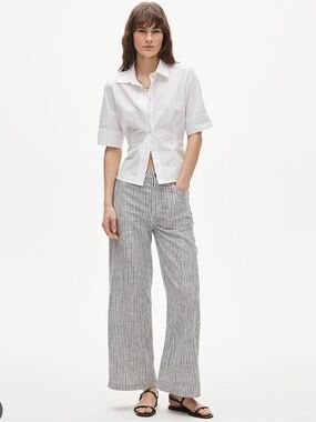 J. Crew Five-pocket pant in striped stretch linen blend